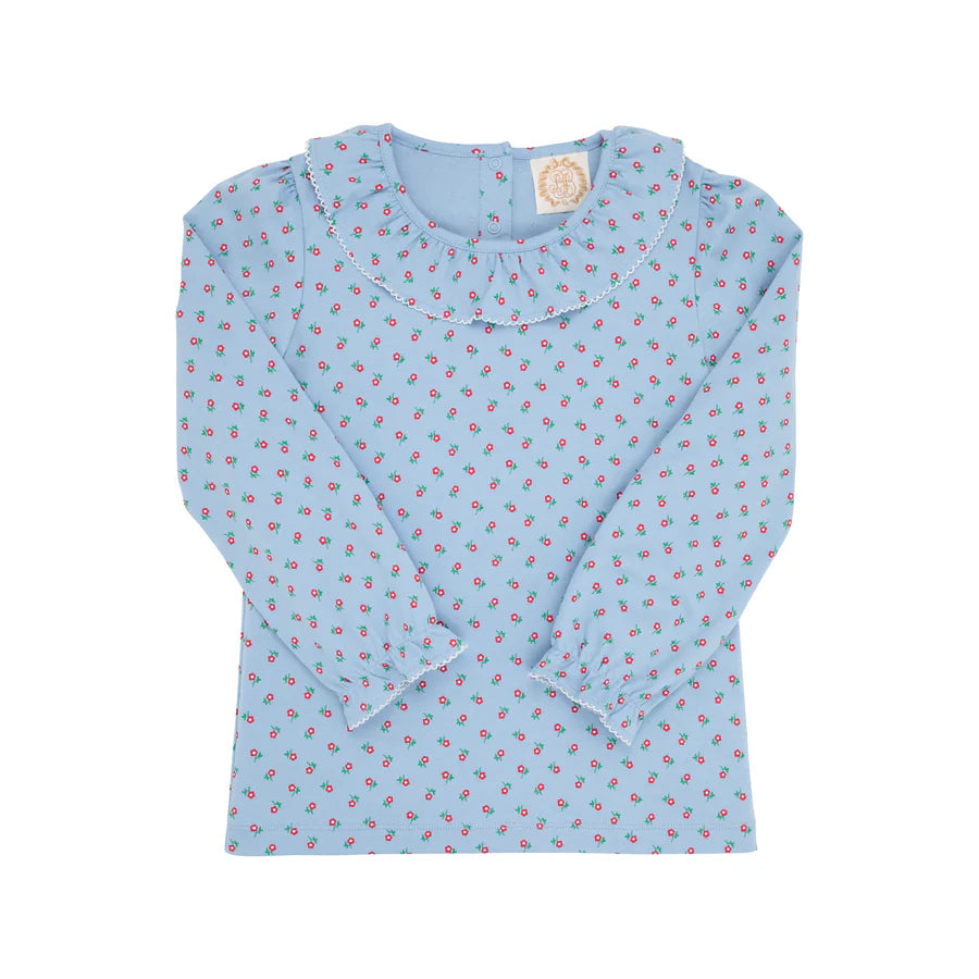 TBBC - Ramona Ruffle Shirt LS Barrington Blue Midway Micro Floral