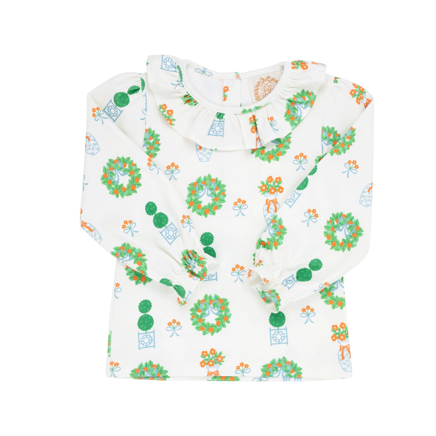 TBBC - Ramona Ruffle Collar Shirt LS Topiaries and Tangerines