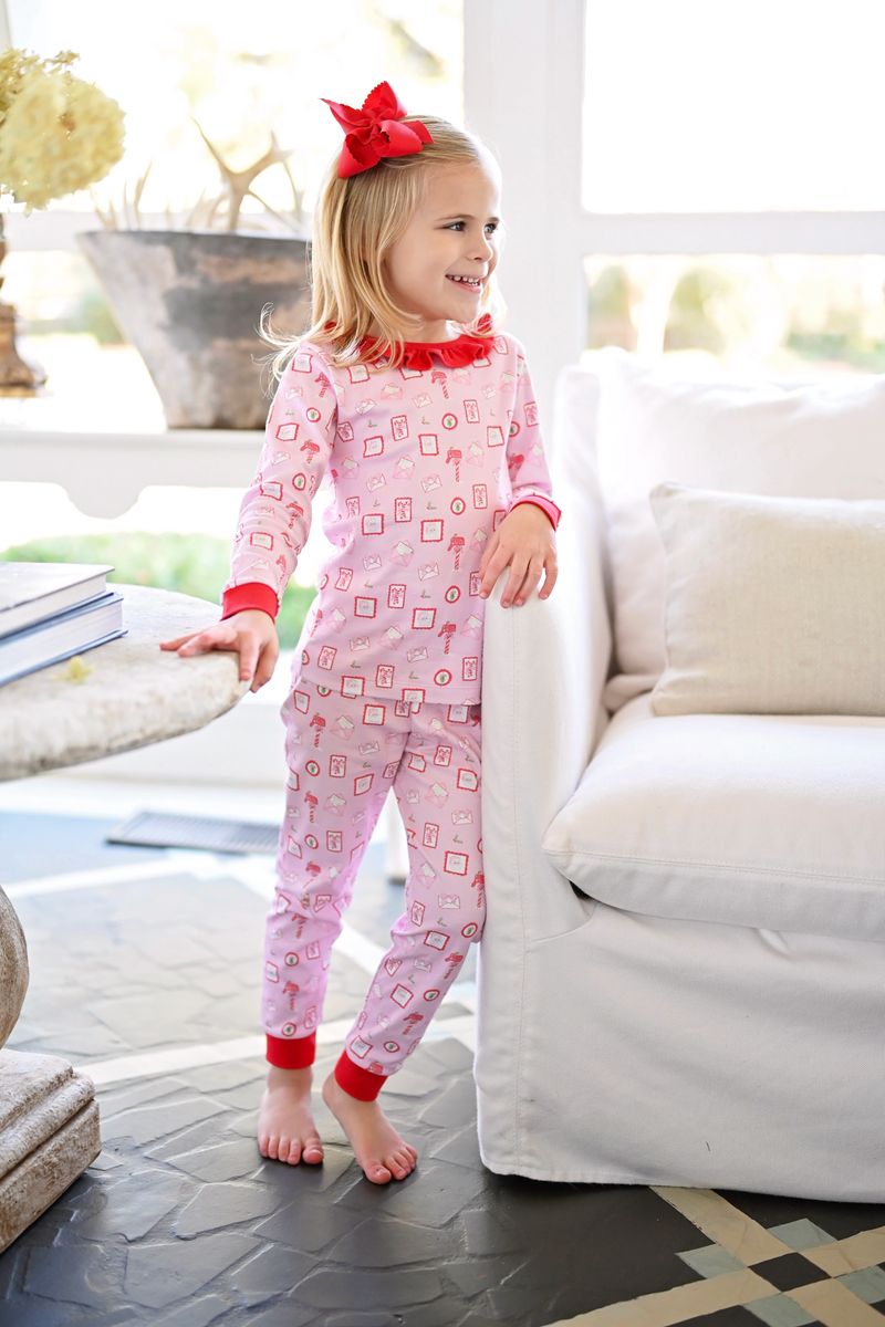 James & Lottie - Letters to Santa Pink Two Piece Jammies