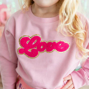 Sweet Wink - Love Script Patch Valentine's Day Sweatshirt