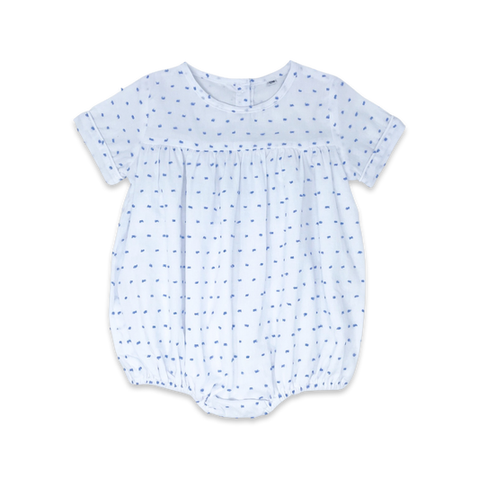 Lullaby Set - Mother May I Bubble White/Blue Swiss Dot