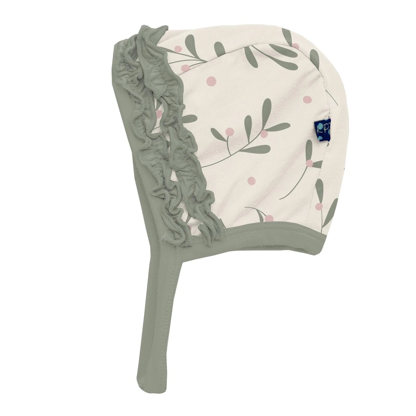 Kickee Pants - Print Ruffle Bonnet Natural Mistletoe