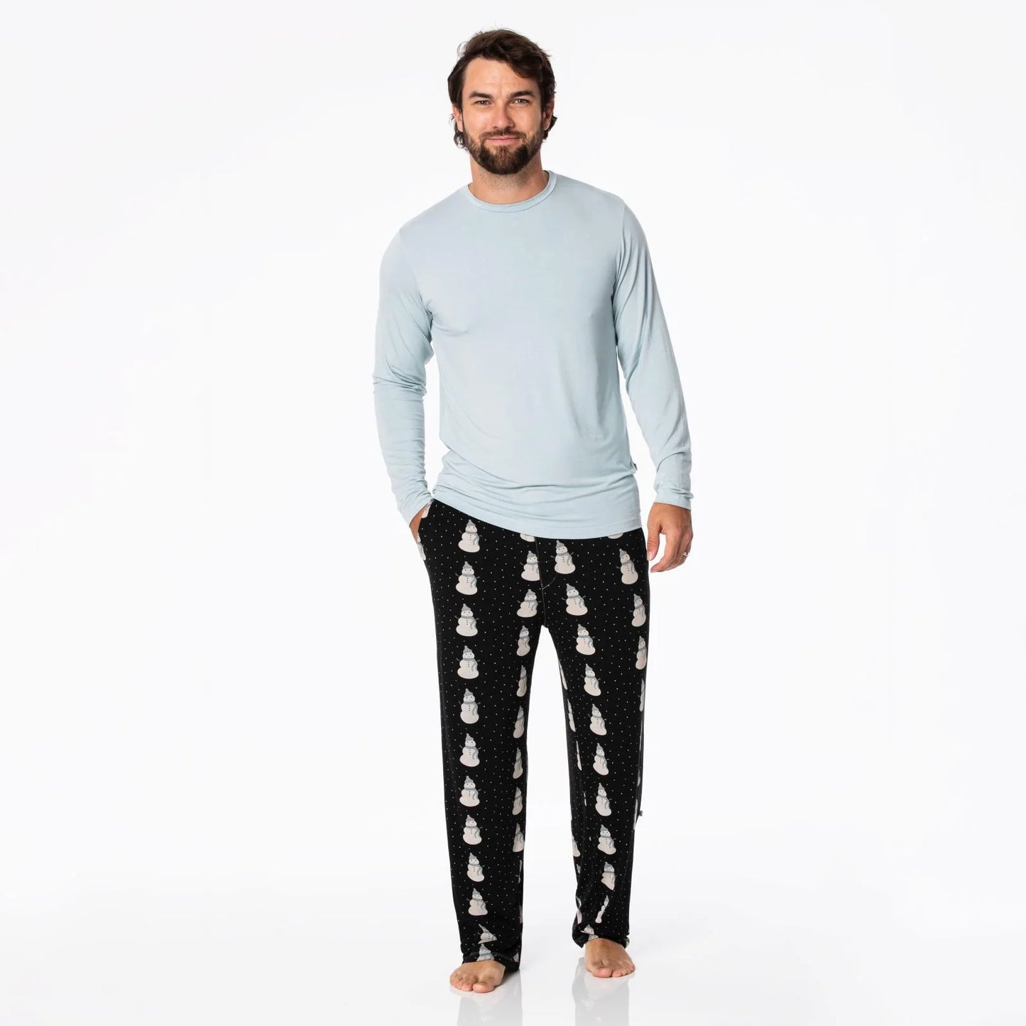 Kickee Pants - Men's Print Long Sleeve Pajama Set Midnight Snowman