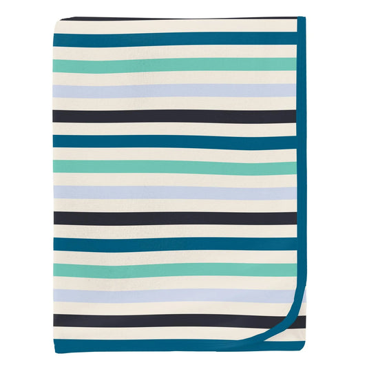 Kickee Pants - Print Swaddling Blanket Little Boy Blue Stripe