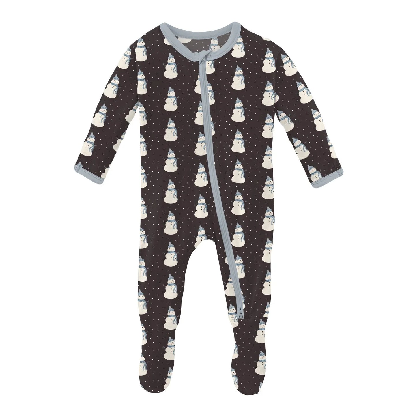 Kickee Pants - Print Footie Midnight Tiny Snowman