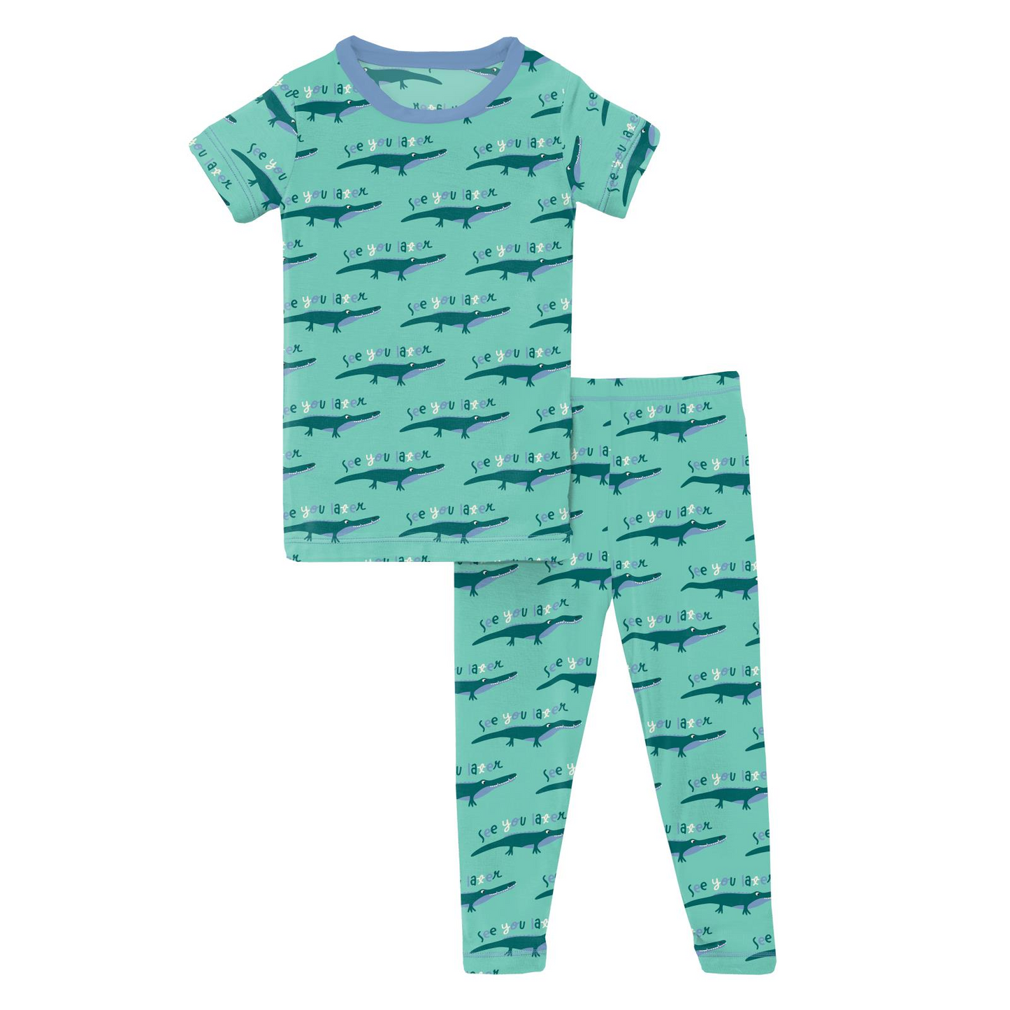 Kickee Pants - Print Short Sleeve Pajama Set Glass Later Alligator