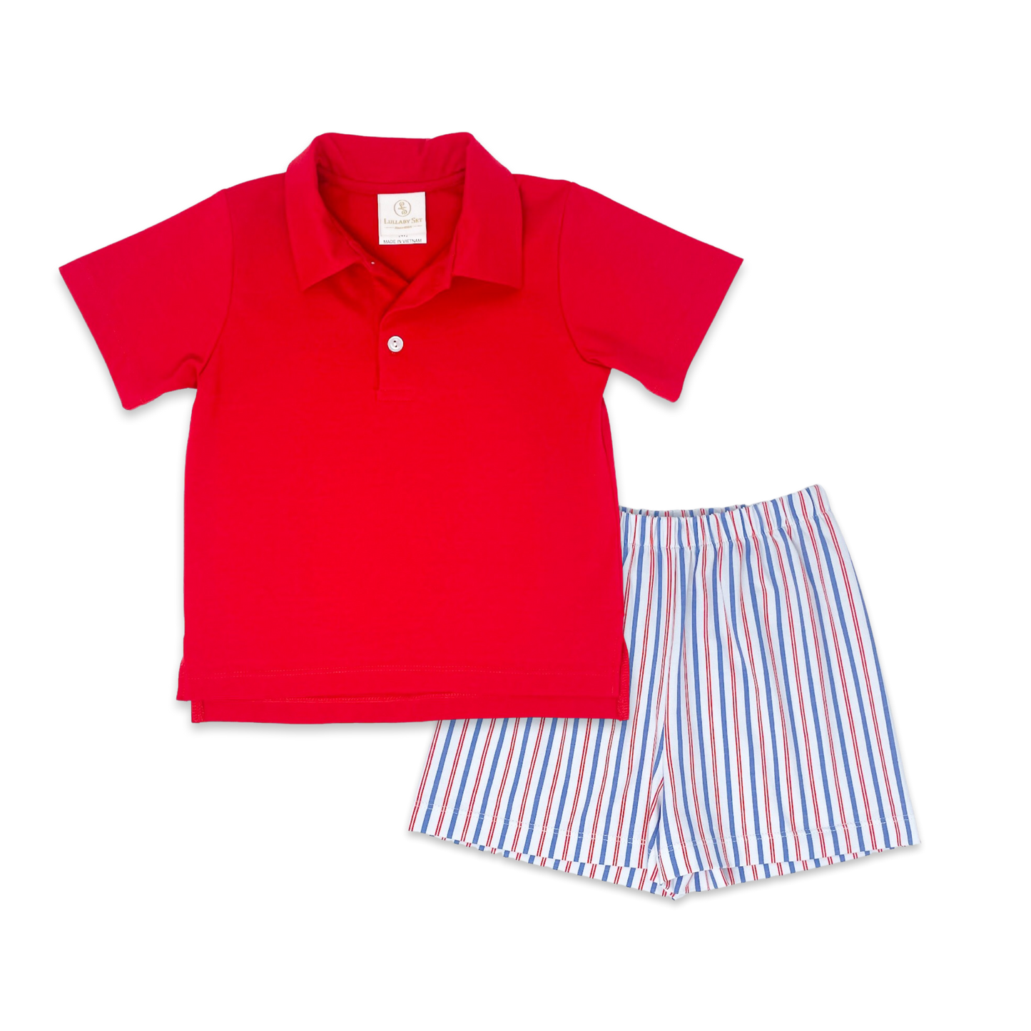 Lullaby Set - Parker Short Set Red/Patriotic Stripe