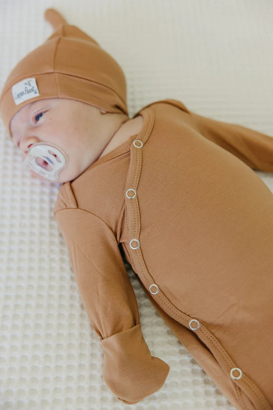 Copper Pearl - Pecan Newborn Knotted Gown