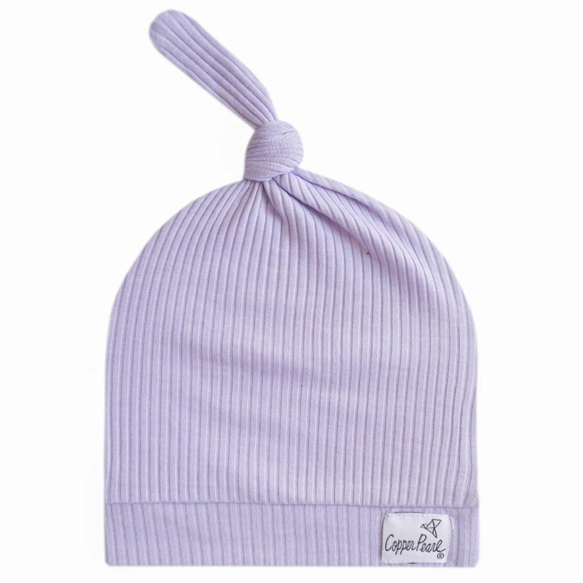 Copper Pearl - Periwinkle Rib Knit Top Knot Hat