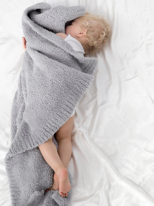 Little Giraffe - Plush Chenille Knit Baby Blanket Silver