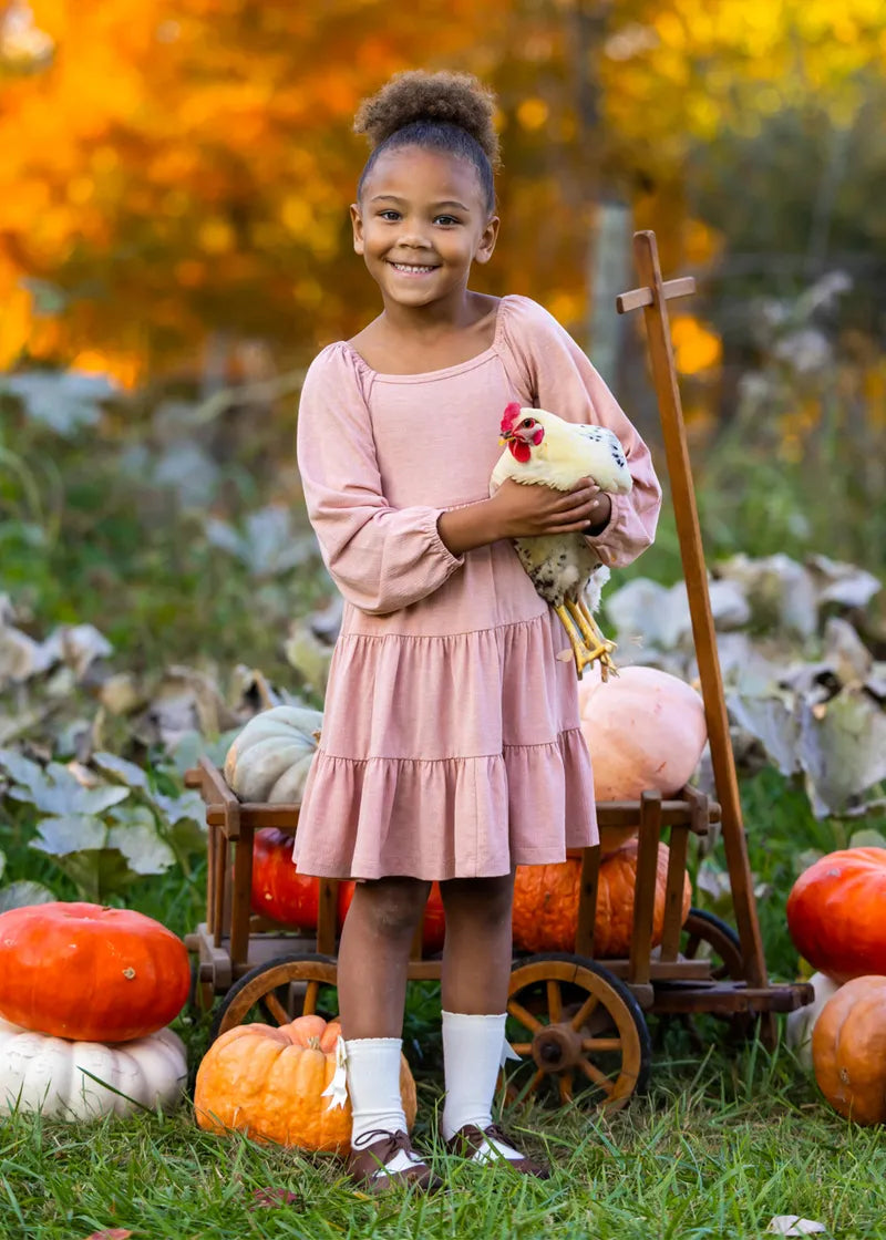 Mabel & Honey - Flower Mae Pink Bow Dress