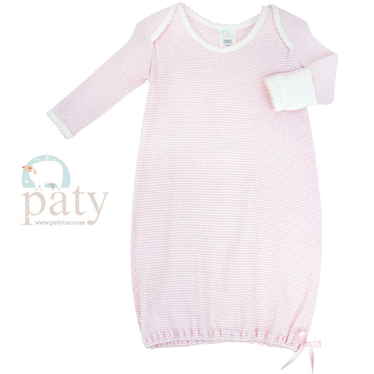 Paty - Lap Shoulder Gown Rib Knit Solid Pink