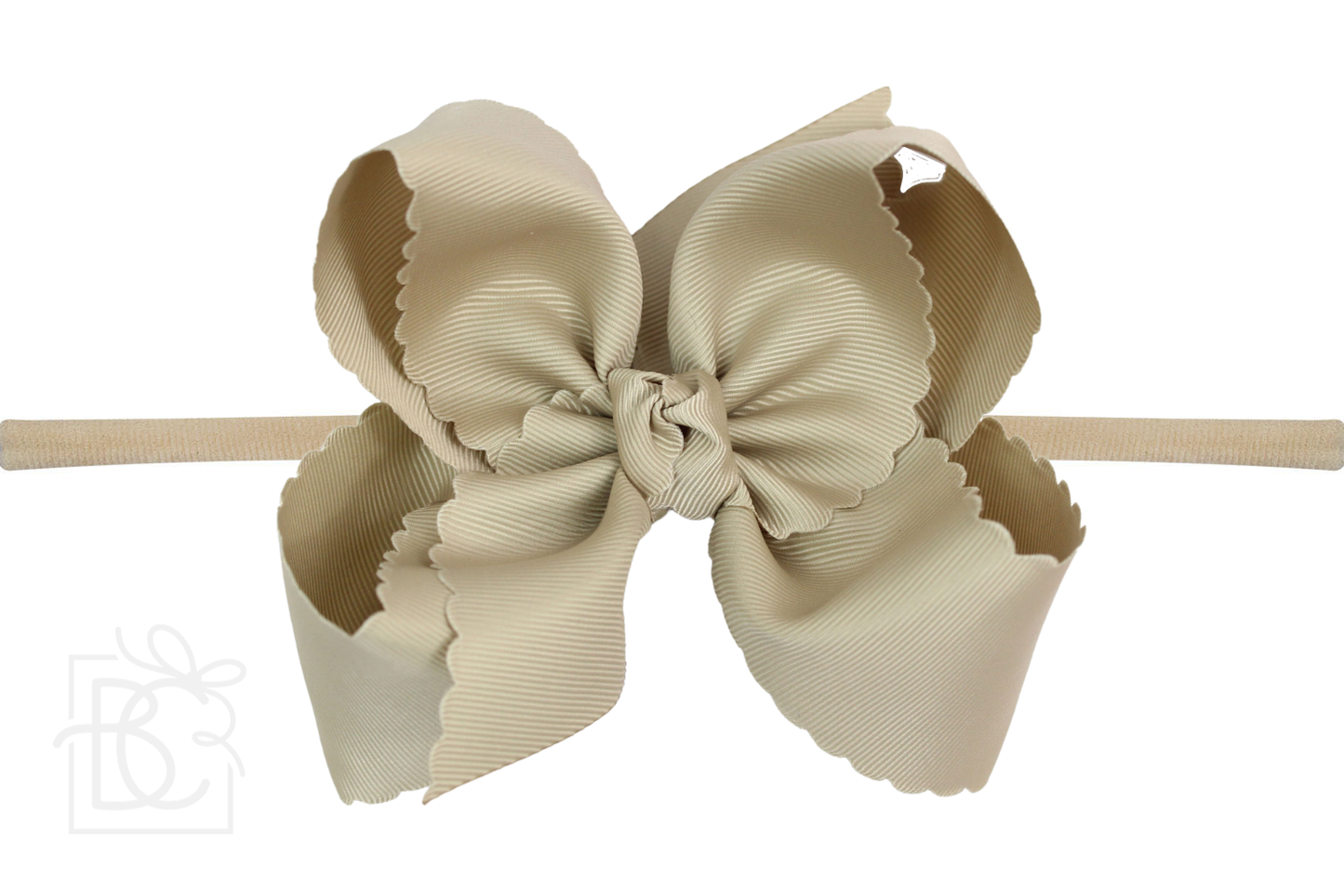 Beyond Creations - Scalloped Edge Ribbon Pantyhose Headband 5.5" Bow