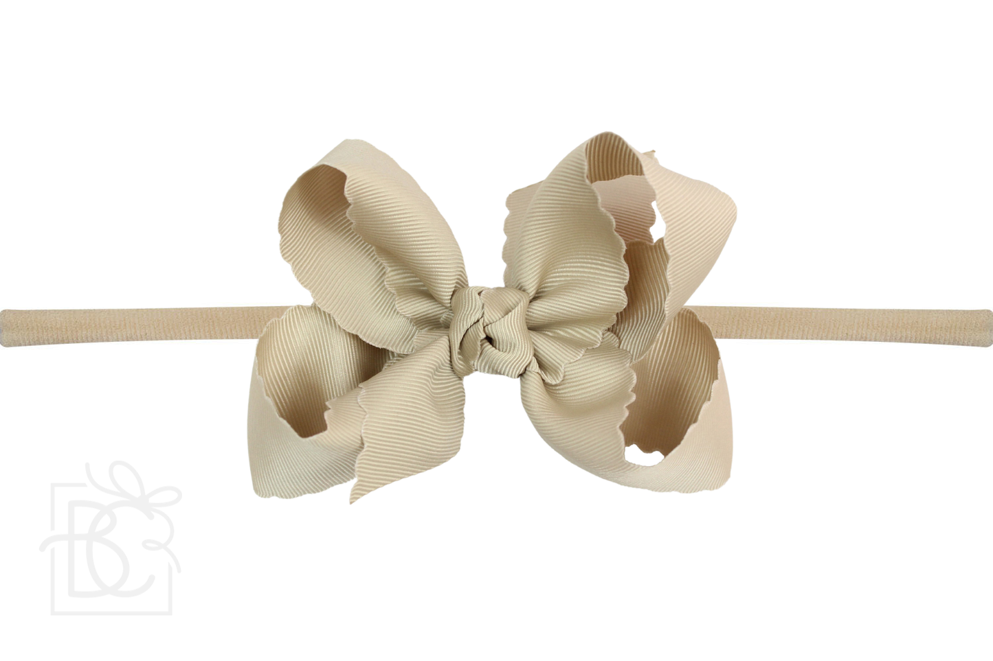 Beyond Creations - Scalloped Edge Ribbon Pantyhose Headband 4.5" Bow