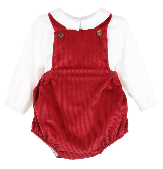 Sophie & Lucas - Patrick Plush Cord Overall Cranberry