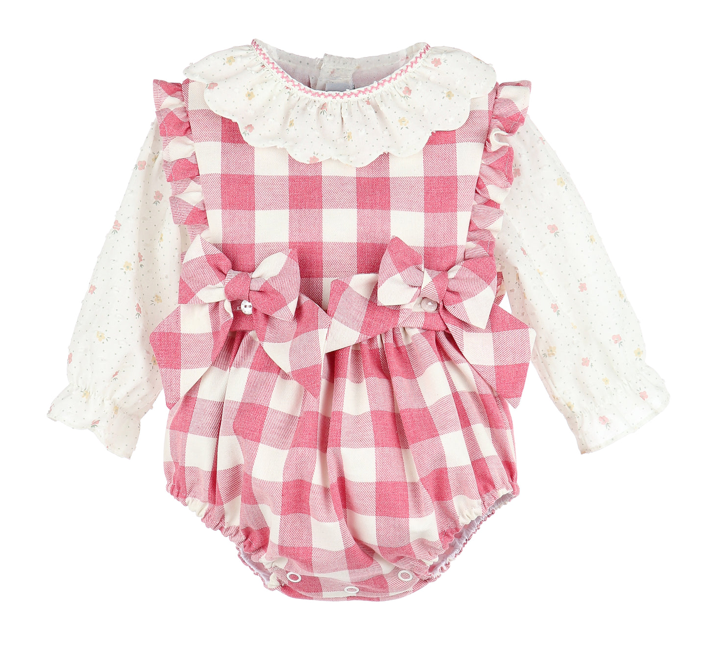 Sophie & Lucas - Prim Pink Check Overall Set