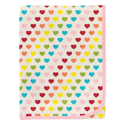 Kickee Pants - Print Swaddling Blanket Rainbow Hearts