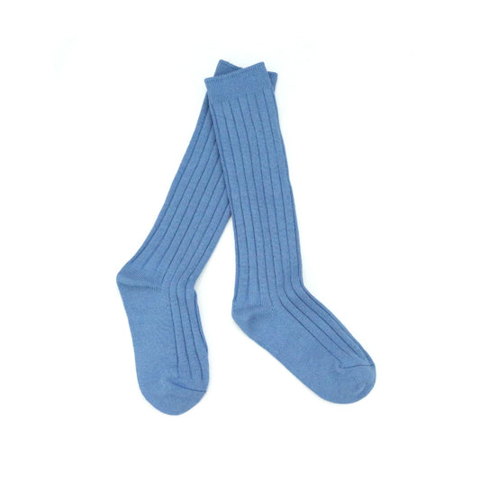 L'Amour - Ribbed Knee Socks French Blue