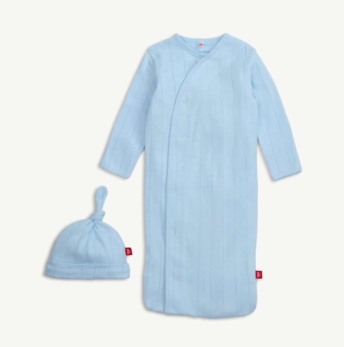 Magnetic Me - Love Lines Blue Pointelle Gown & Hat Set