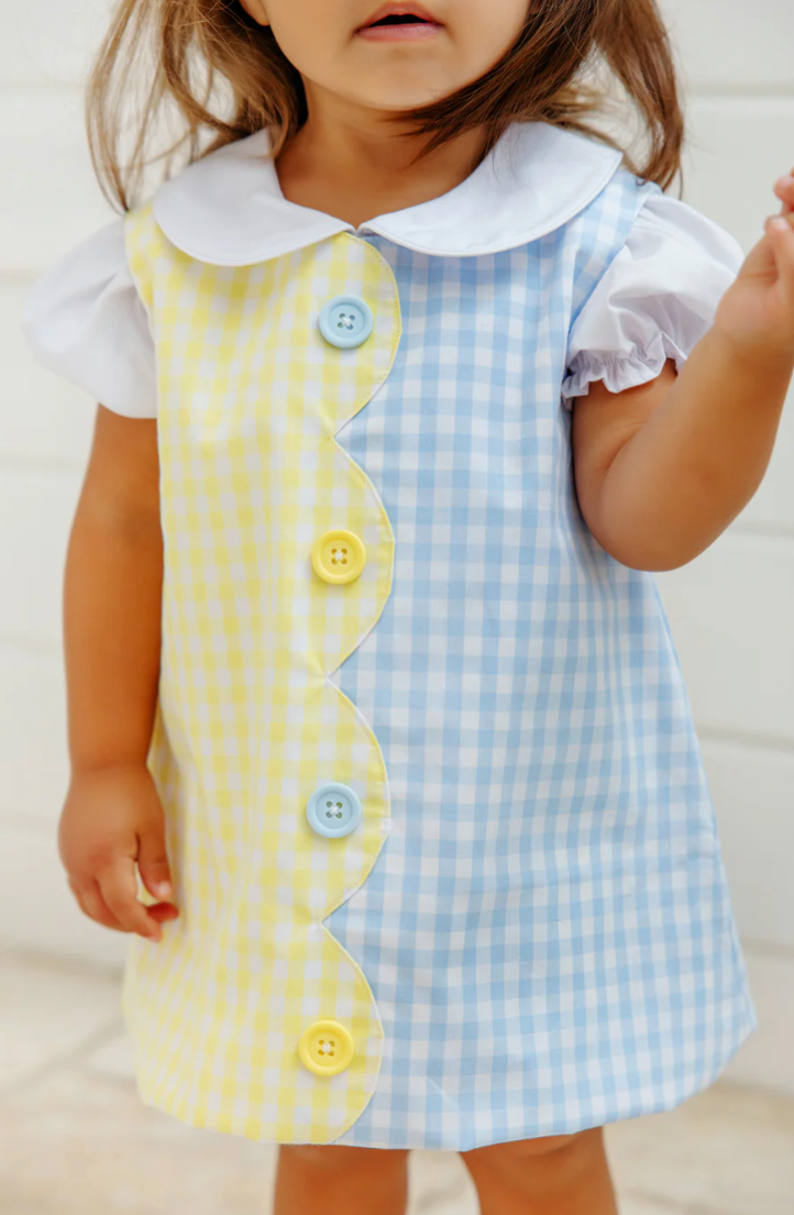 TBBC - Kennedy Colorblock Dress Lake Worth Yellow Gingham/Buckhead Blue Gingham