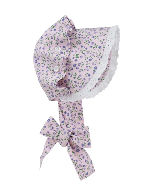 TBBC - Bellefaire Bonnet Tuxedo Park Tulips with Worth Avenue White Eyelet