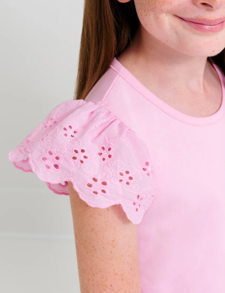 TBBC - Ellen's Eyelet Top Pier Party Pink