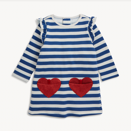 Magnetic Me | Heart Striped Ruffle Dress