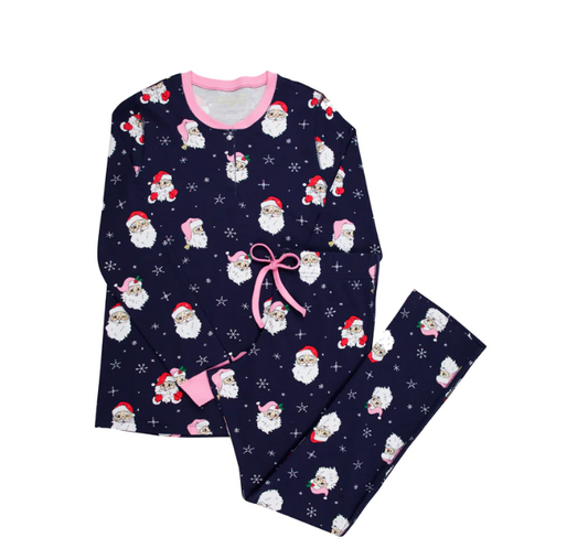 TBBC - Pimberton Pinot PJ Set - Dear Santa (Navy and Pink)/Hamptons Hot Pink