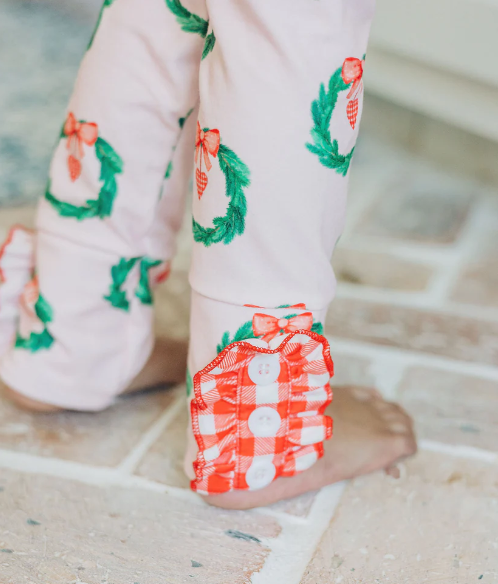 Sugarbee - Pink Wreath Ruffle Buttflap Pjs