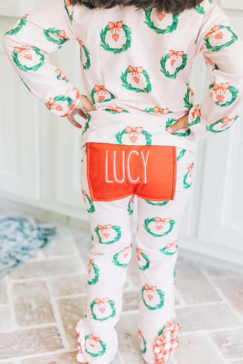 Sugarbee - Pink Wreath Ruffle Buttflap Pjs