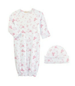 Baby Club Chic - Baby Bunnies Pink Gown & Hat Set