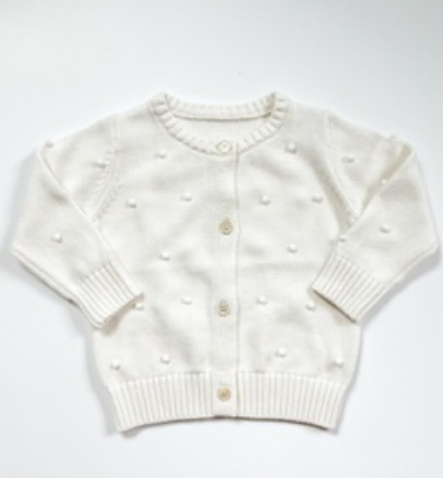 Ruth & Ralph - White Pompom Cardigan