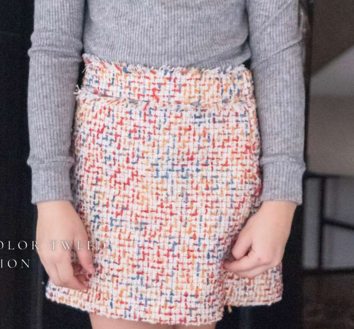 BE Elizabeth - Multi Color Tweed Skirt