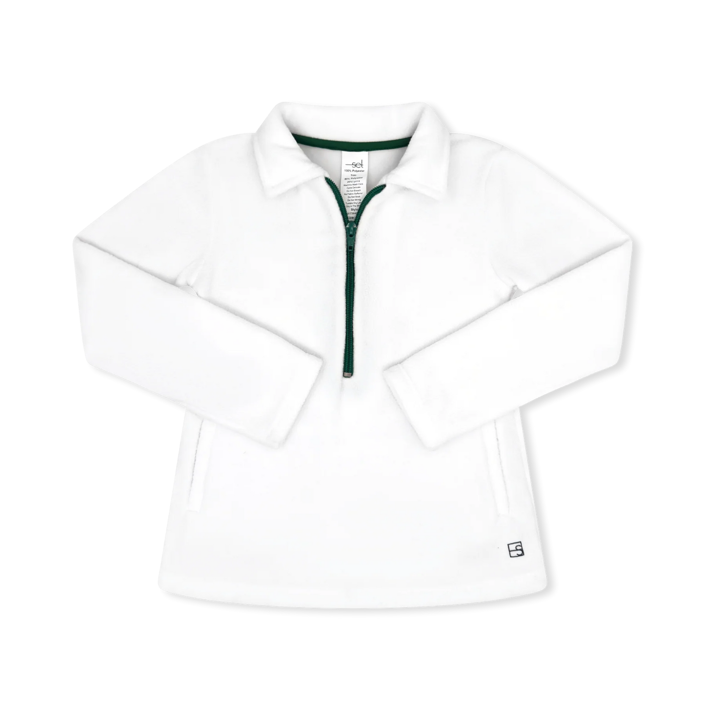 SET Athletics - Henry Half Zip Pure Coconut Fleece/Augusta Green