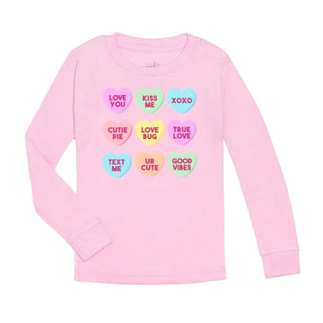 Sweet Wink - Candy Hearts Valentine's Day LS Shirt Pink