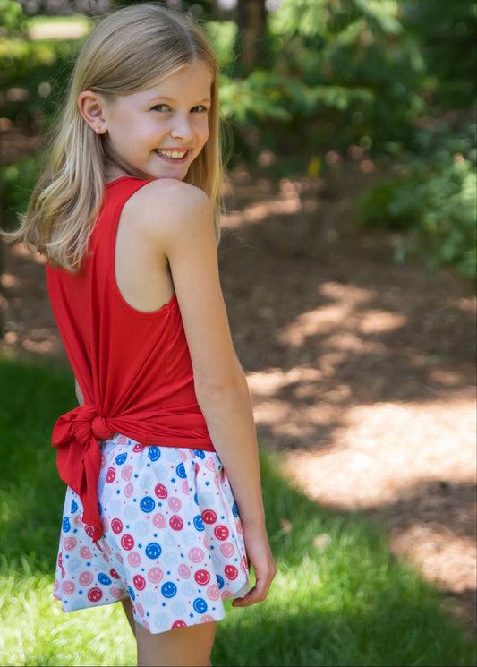 BE Elizabeth - Red, White & Blue Smiley Butterfly Shorts