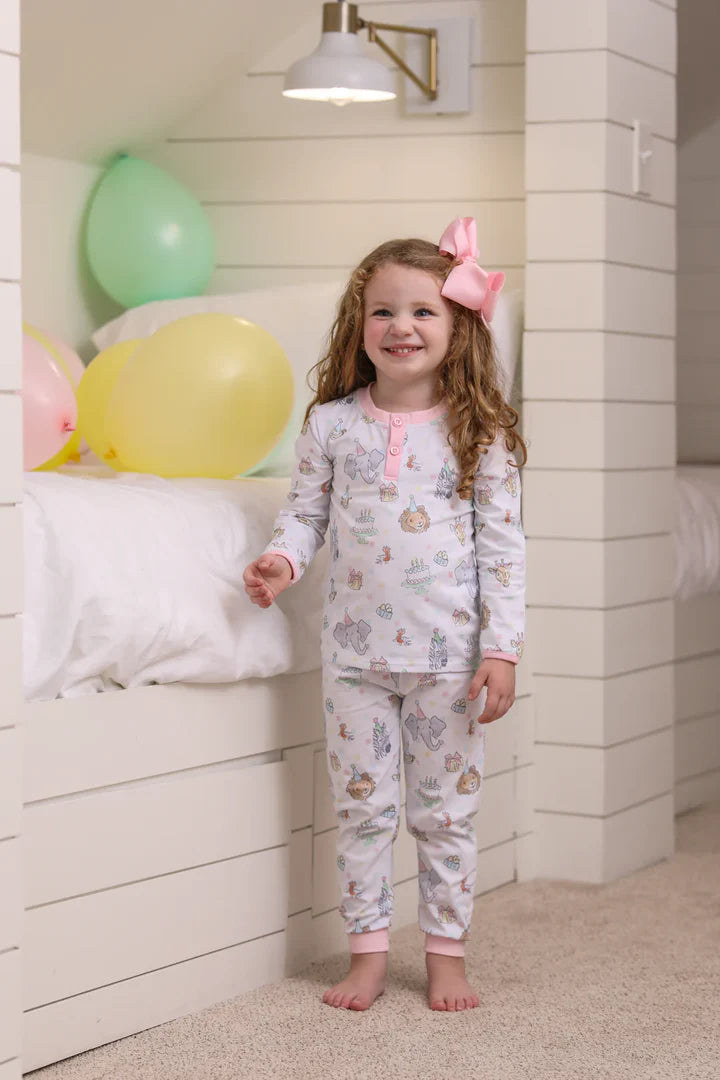 Trotter Street - Party Animals PJ Set Pink