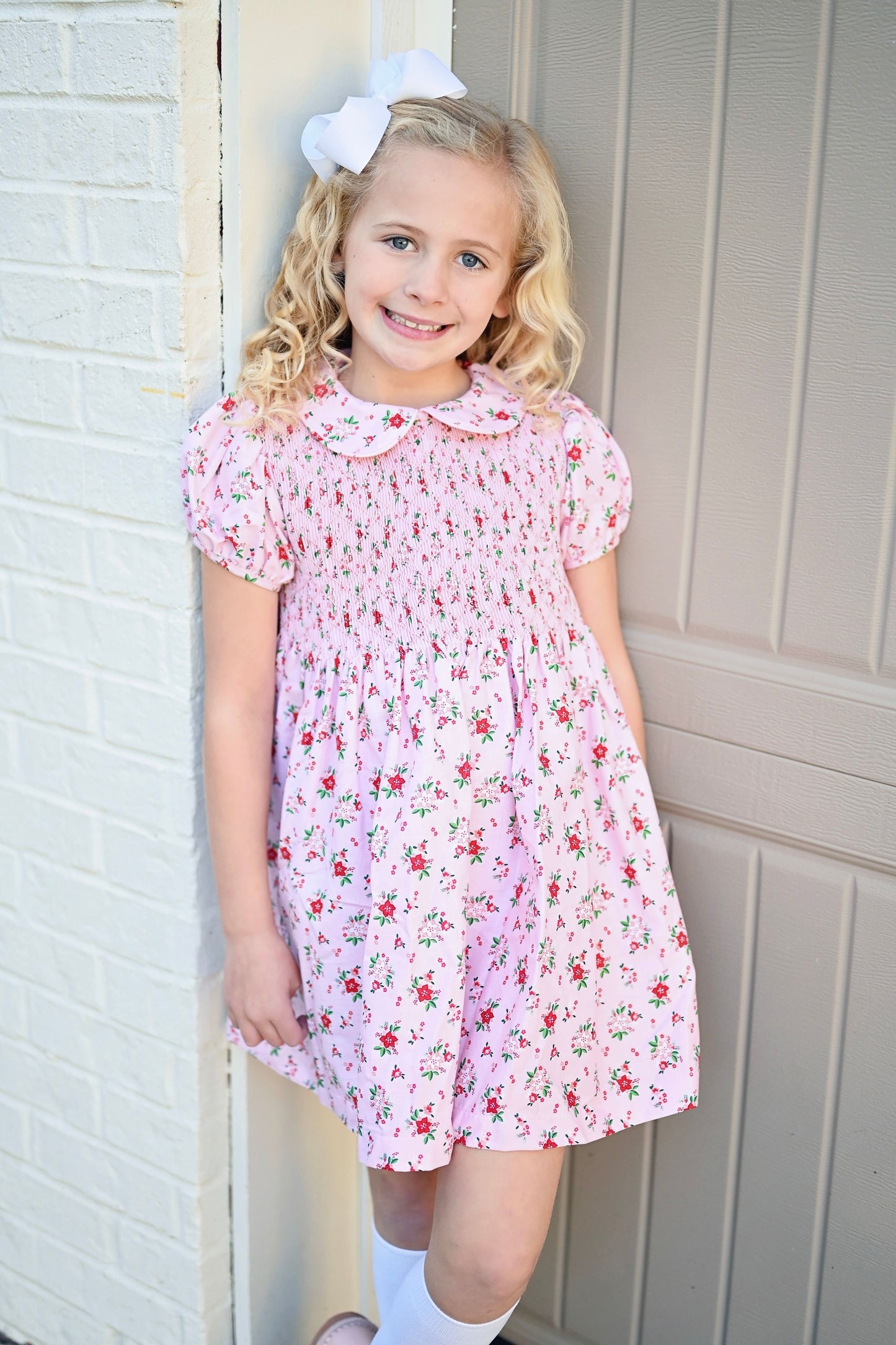 James & Lottie - Christmas Floral Everly Smocked Dress