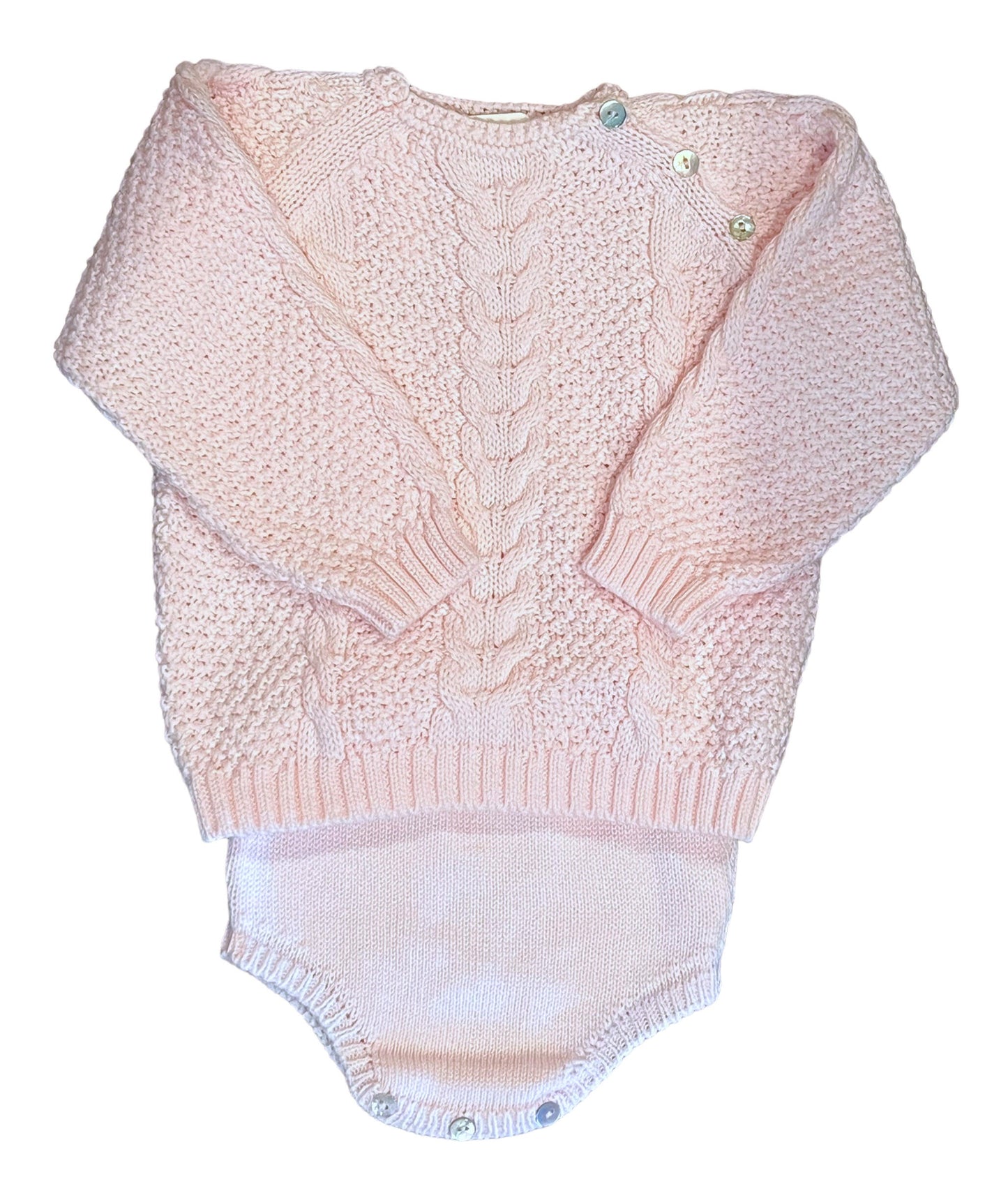 Mi Lucero - Cable/Rice Stitch Diaper Set Pink