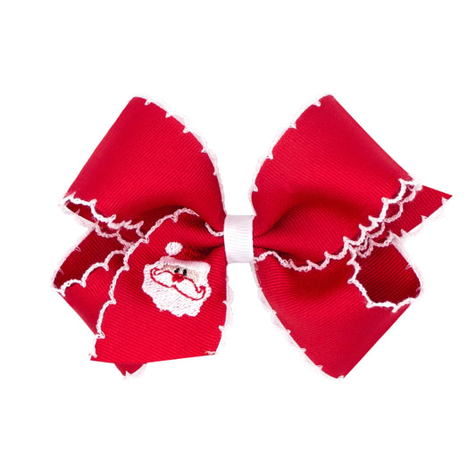 Wee Ones-Med Red Santa Bow Emb