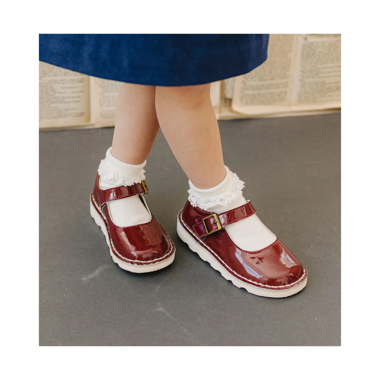 L'Amour - Morgan Wedge Mary Jane Patent Maroon