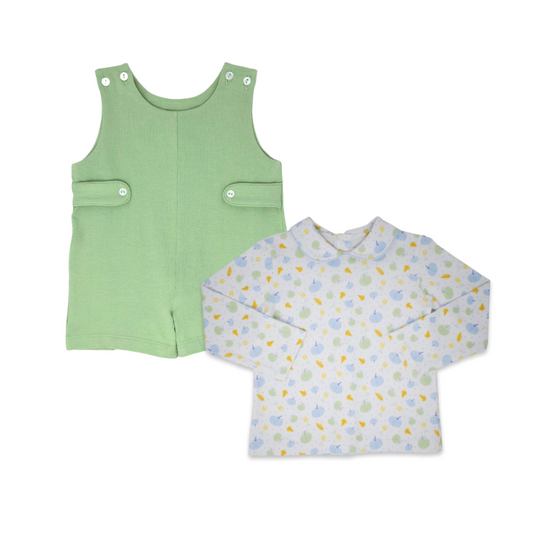 Lullaby Set - Sibley Shirt Pumpkins/Jefferson Green Knit Jon Jon