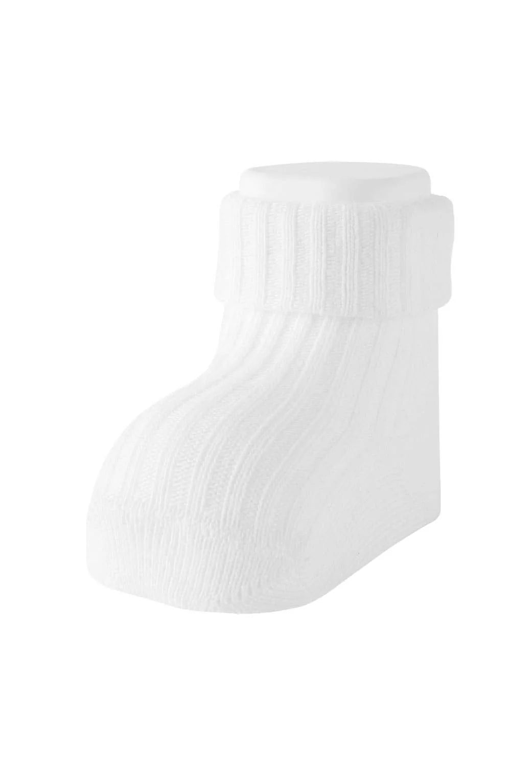 Carlomagno - Newborn Ribbed Cotton Socks White