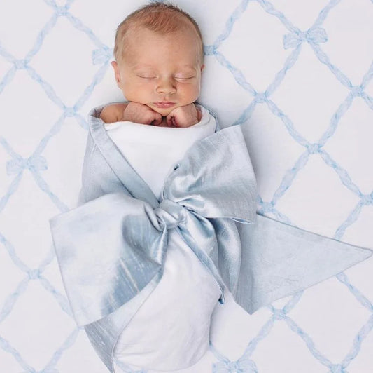 TBBC - Bow Swaddle Sea Blue Silk