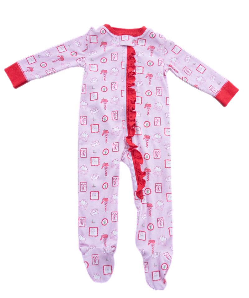 James & Lottie - Letters to Santa Pink One Piece Jammies