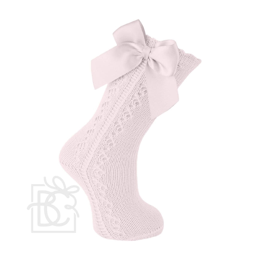 Carlomagno - Scottish Openwork Bow Knee High Socks Soft Pink