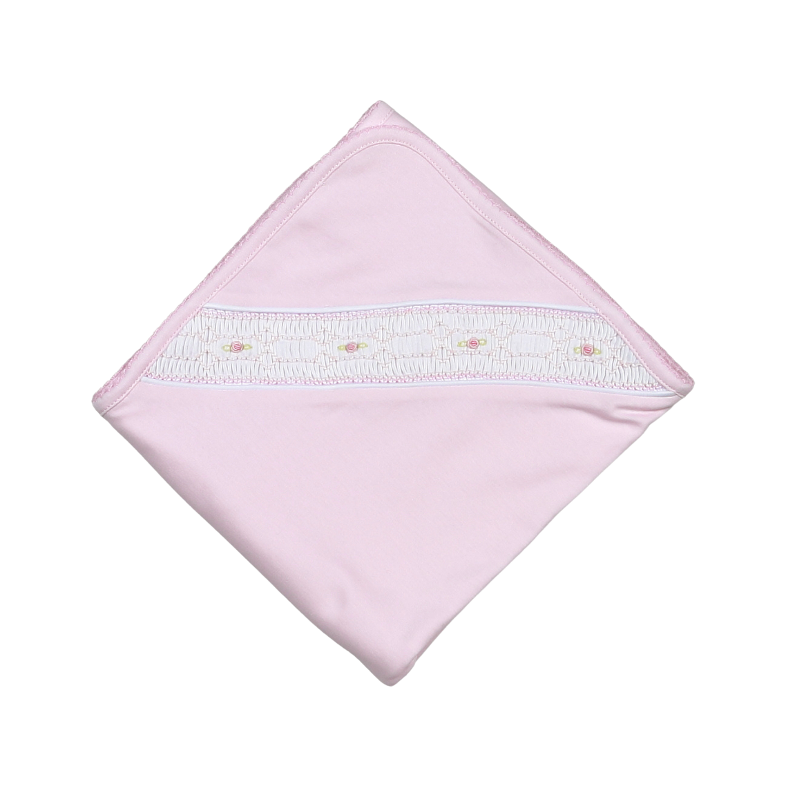 Baby Loren | Sally Pink Hand Smocked Pima Receiving Blanket