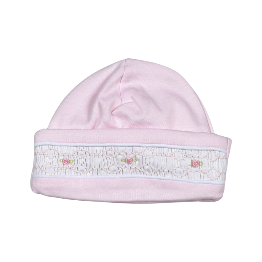 Baby Loren | Sally Pink Hand Smocked Pima Beanie