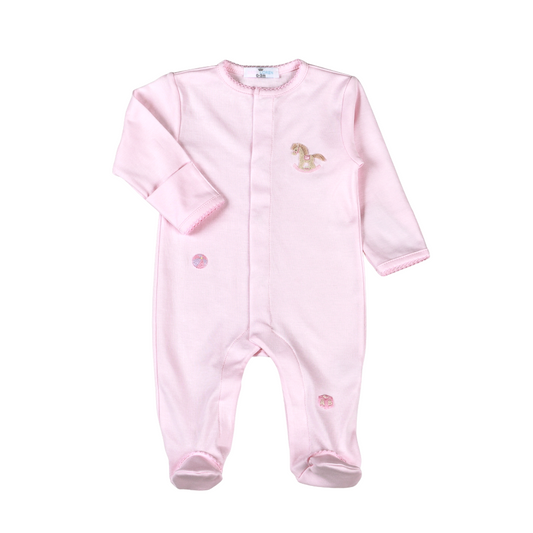 Baby Loren | Pink Rocking Horse Pima Footie