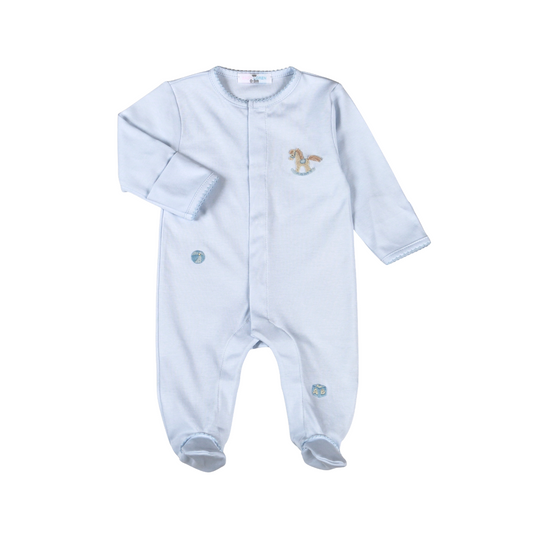Baby Loren | Blue Rocking Horse Pima Footie